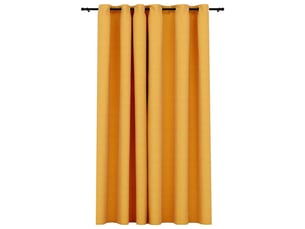 Rideau occultant, rideau black-out aspect de lin avec œillets jaune 290x245 cm cf43942