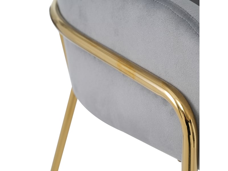  Fauteuil de salle à manger lot de 2 en velours gris, pieds métal doré, dossier enveloppant, style chic pour séjour  - Conforama R