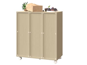 Meuble de tri des déchets 69,3x35x80 cm 3 portes mobile mdf blanc et aspect bois clair, confort optimal