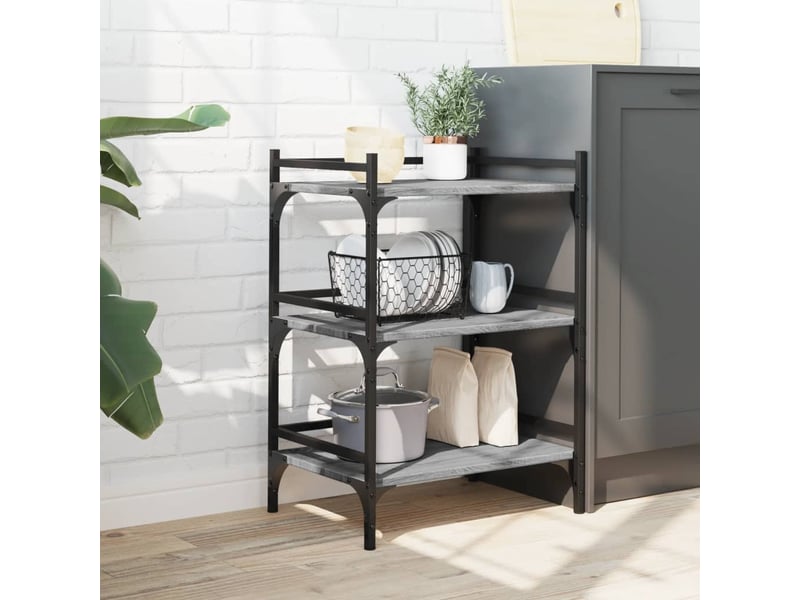 Chariot de cuisine, chariot de rangement sonoma gris 50x35x75,5 cm bois d'ingénierie - Conforama C