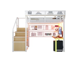 Lit mezzanine 140x200 cm <strong>MODERNLUXE</strong>  <strong></strong> coloris blanc
