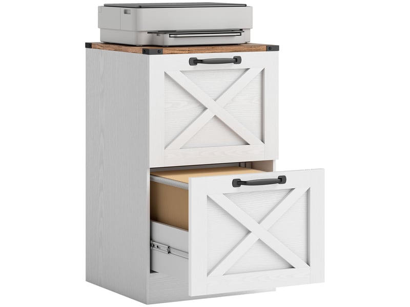  Caisson de bureau 2 tiroirs dossiers suspendus a4 lettre blanc 40 x 40 x 71 cm  - Conforama A