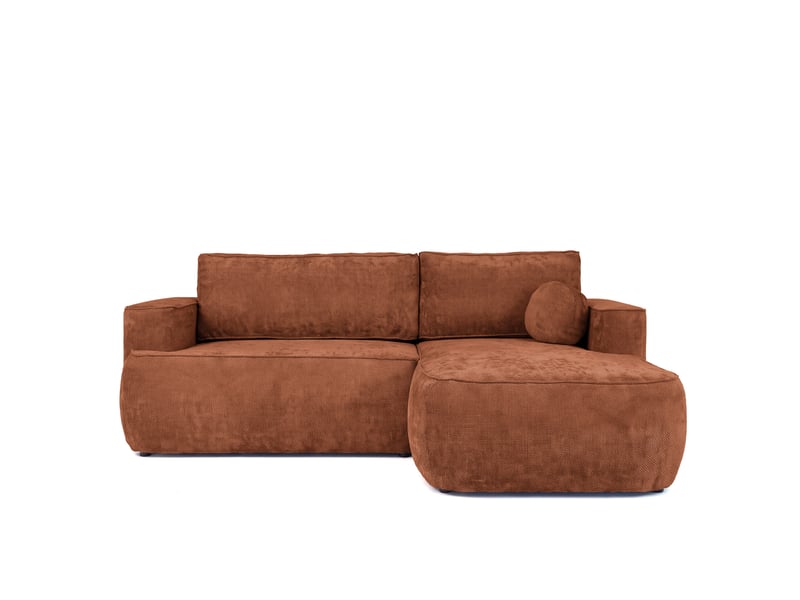  Canapé d'angle moon mini avec fonction couchage, tissu flow, côté droit, brique (04)  - Conforama C