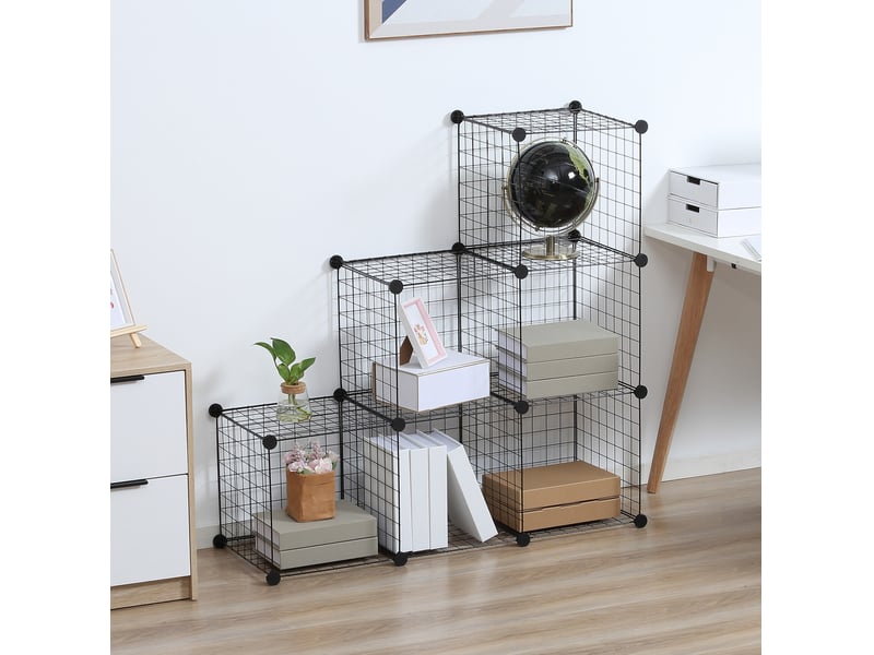  Étagère modulable en métal 109 x 37 x 109 cm – noir – 6 cubes de rangement ouverts pour salon ou bureau  - Conforama B