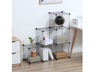 Étagère modulable en métal 109 x 37 x 109 cm – noir – 6 cubes de rangement ouverts pour salon ou bureau