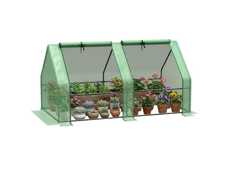  Serre de jardin avec bâche en pe renforcée et structure en acier, 180 x 90 x 90 cm, verte  - Conforama A