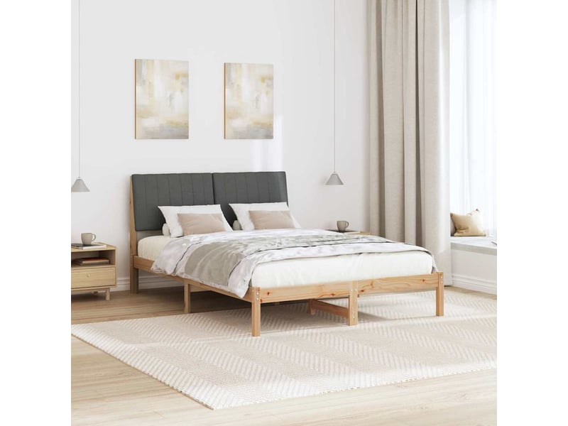  Lit double- lit adulte -  cadre de lit avec tête de lit marron 135 x 190 cm pin massif  - Conforama C