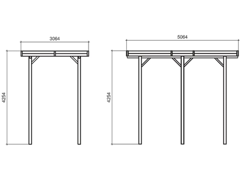  Carport superia en bois base 5x3m avec poteaux 12x12cm  hauteur 4m S7761 - Conforama B