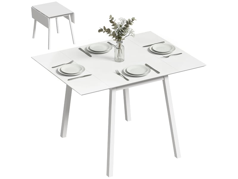  Table de cuisine pliable table à manger pliante avec plateau rabattable en bois pour 2 à 4 personnes blanc  - Conforama A
