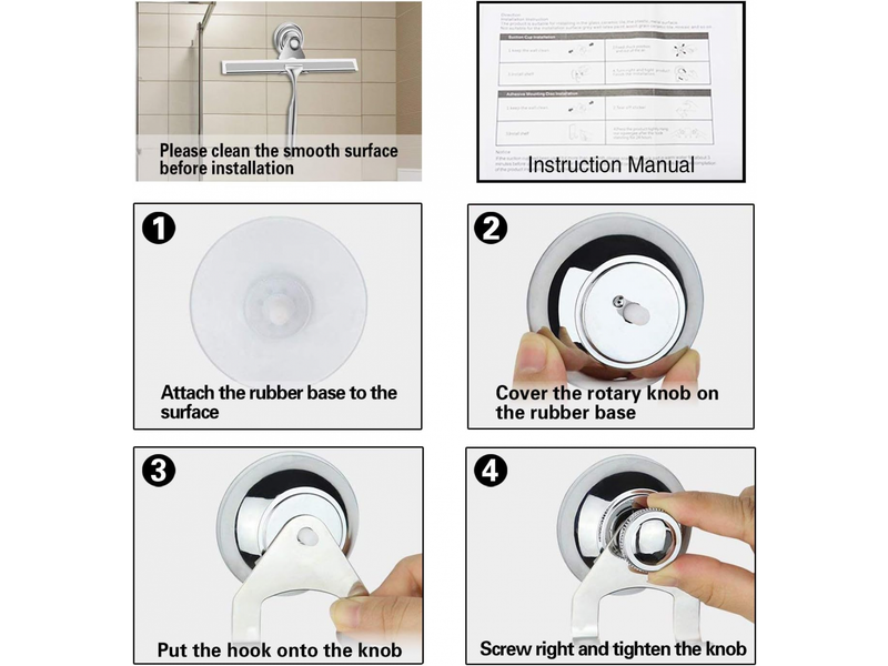  Grattoir à vitres en acier inoxydable argenté, 1 pièce, pour nettoyage de vitres de douche et miroirs de salle de bain  - Conforama E