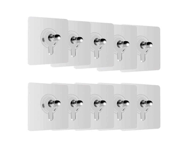 Lot de 10 crochets muraux à clous et vis sans trace, adhésifs sans perçage, pour cuisine et salle de bain, blanc - Conforama A