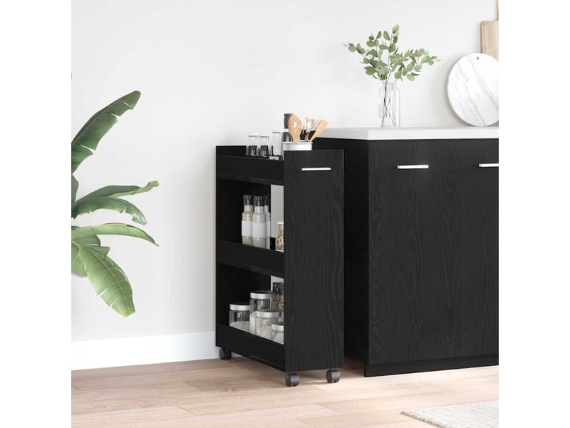  Armoire de rangement, armoire avec roue chêne noir 60 x 22 x 79 cm  - Conforama B