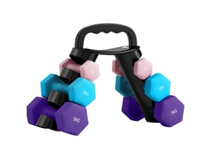 Set d’haltères 6 pièces 42x10x30 cm avec support transformable métal multicolore