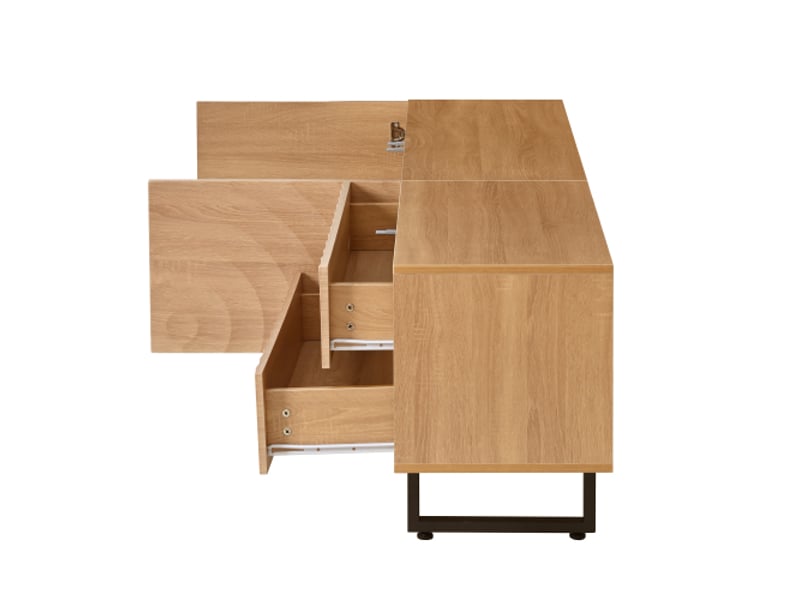 Meuble tv bas moderne - design unique et texture 3d, 180 x 38 x 51,5 cm - Conforama E