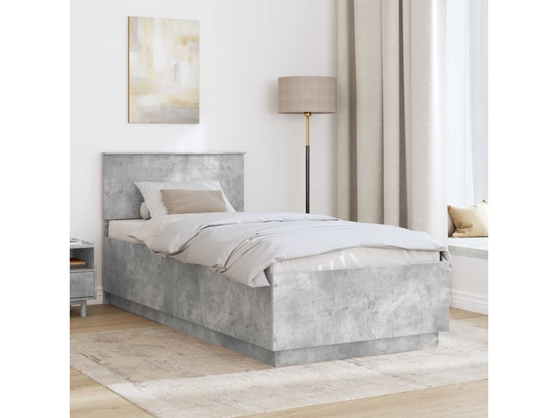 Lit simple- lit adulte - cadre de lit gris béton 100 x 200 cm bois d'ingénierie - Conforama B