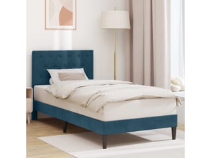 Lit adulte, lit simple, cadre de lit avec tête de lit bleu 90x200cm velours cf2348
