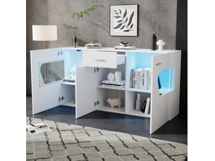 Buffet 3 porte(s)  1 tiroir(s) <strong>OKWISH</strong> <strong></strong> - 140 cm coloris blanc 