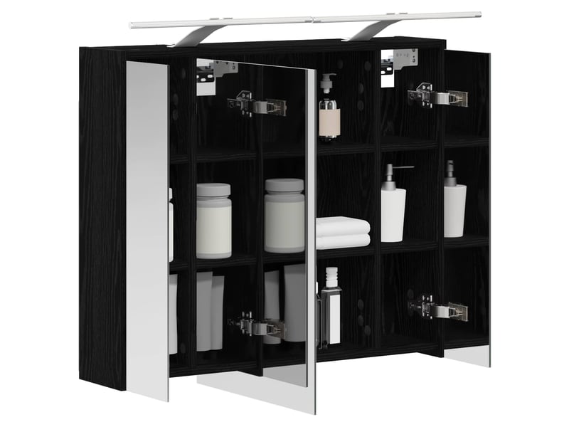  Armoire miroir salle de bain, meuble de rangement chêne noir 73.5x16x62.5 cm shl3642  - Conforama C