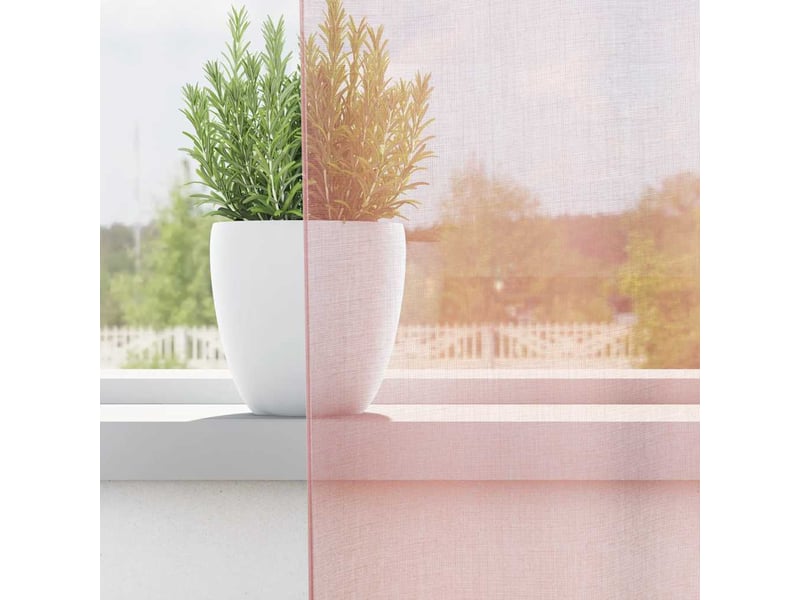  Lot de 2 rideaux en voile, voilages avec œillets rose clair 140x300 cm cf44406  - Conforama C