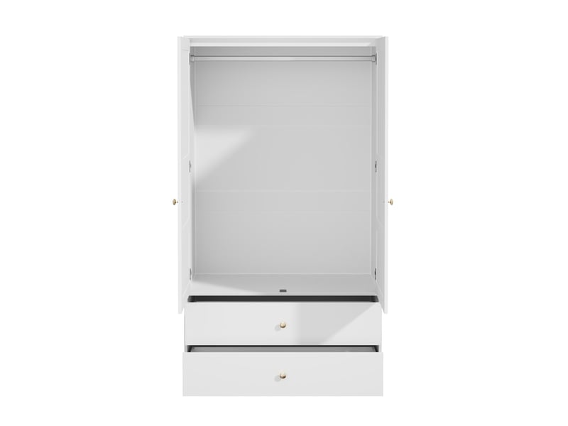  Armoire 100 x 48 x 180 cm, 2 portes avec 2 tiroirs et barre de penderie, blanc, mdf  - Conforama A
