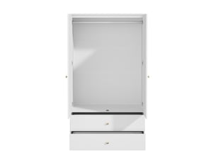 Armoire 100 x 48 x 180 cm, 2 portes avec 2 tiroirs et barre de penderie, blanc, mdf