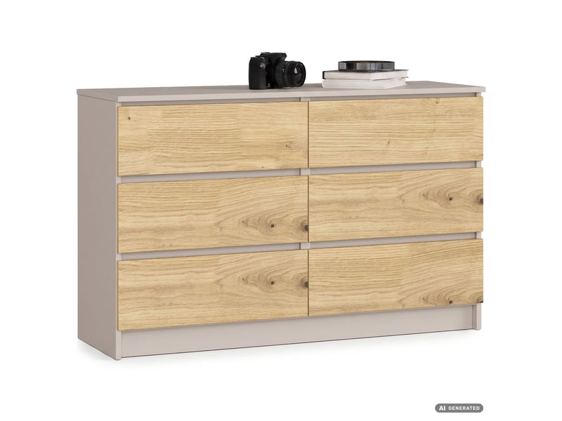 Commode k120 cachemire 120 cm 6 tiroirs couleur chêne artisan mat 120x40x77 cm Commode K120 - Conforama A
