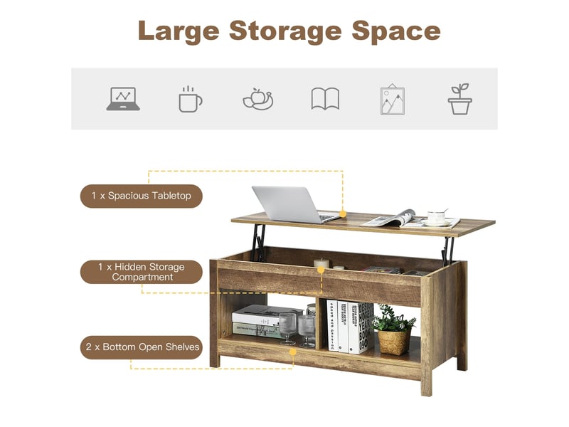  Ø 80 cm table basse ronde 2 niveaux pour rangement de salon et bureau, plateau effet bois et métal  - Conforama E