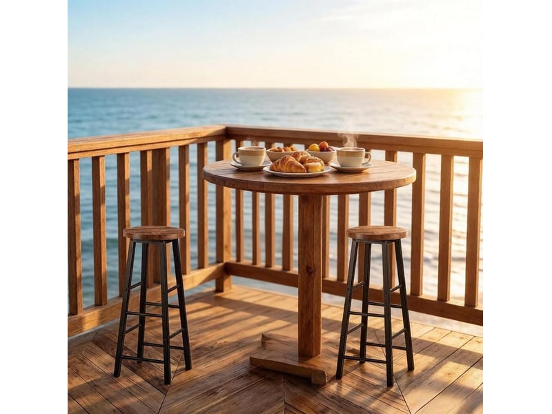  Tabouret de bar lot de 2 style industriel avec repose-pieds et patins de protection en mdf et métal noir vintage  - Conforama C