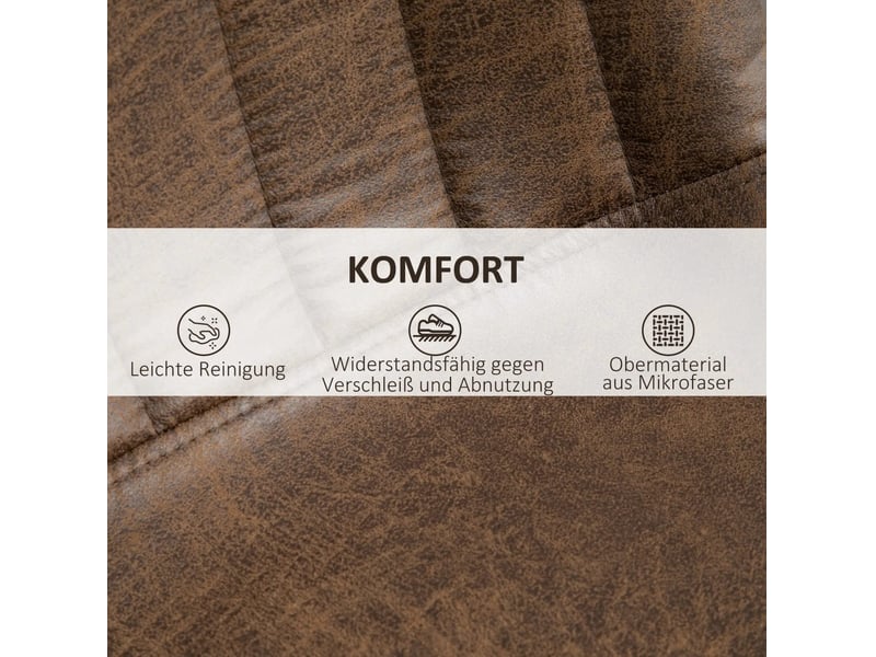  Tabourets de bar lot de 2 réglables en hauteur pivotants avec dossier et repose-pieds en microfibre marron  - Conforama D