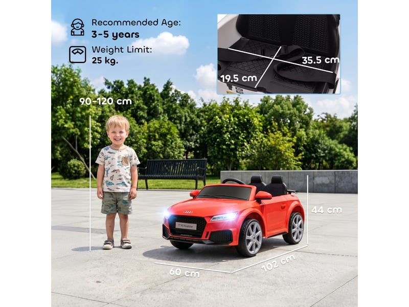  Voiture électrique pour enfants de 3 à 5 ans, modèle audi tt sous licence, avec télécommande et phares led, dimensions : 102 x 60 x 44 cm, rouge.  - Conforama E