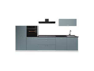 Vicco cuisine, bleu-grisblanc, 340cm plan de travail anthracite