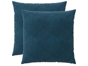 Lot de 2 coussins avec oreiller, coussins décoratifs heerlen bleu velours cf50429