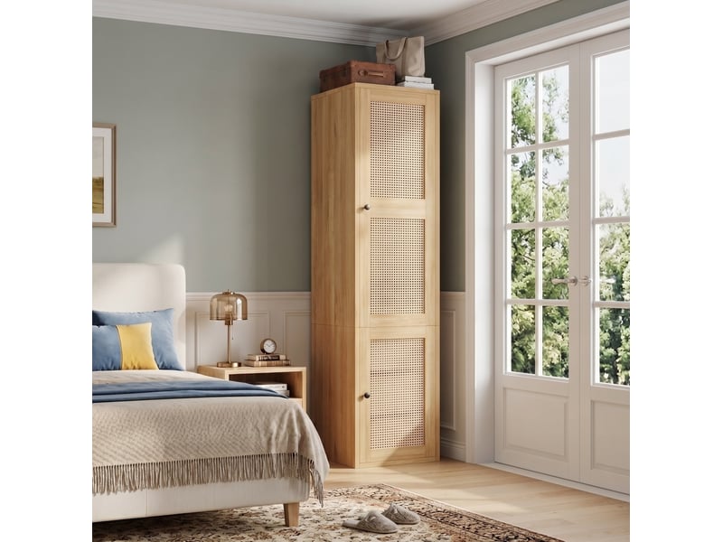  Armoire avec penderie et 3 tiroirs 45x47x200 cm mdf coloris chêne  - Conforama B