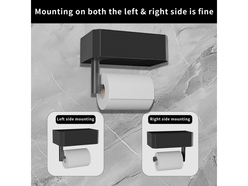 Porte-rouleau de papier toilette murale sans percage - support et dérouleur wc - noir - Conforama C