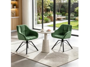 Chaise de salle à manger pivotante à 360° avec accoudoirs, lot de 2 en velours et métal vert foncé