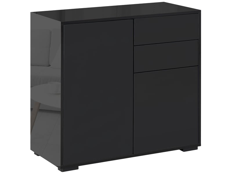  Buffet avec 2 portes, 2 tiroirs et étagère réglable en contreplaqué 79×36×74 cm noir  - Conforama A