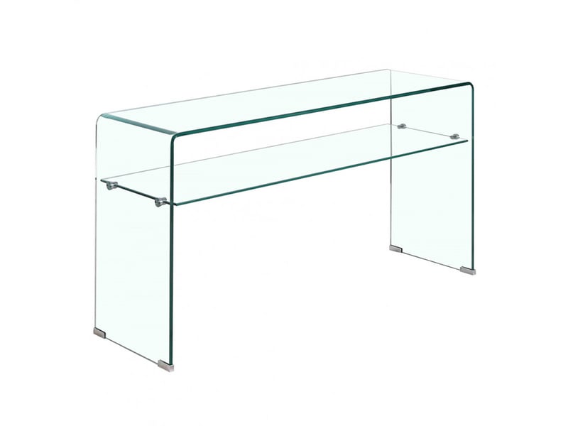 Console rectangulaire l. 125 cm verre trempé et étagère vitrée - ice 65287022 - Conforama A