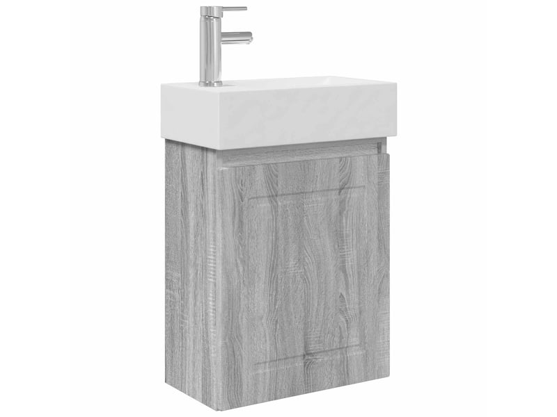  Meuble de rangement salle de bain avec robinet sonoma gris shl1415  - Conforama A