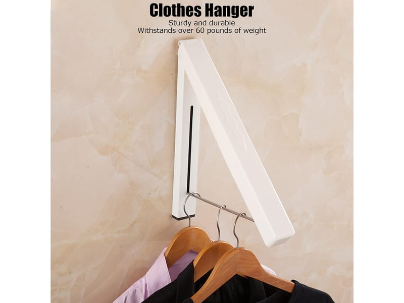  Portemanteaux cintres pliables, porte cintre mural, aluminium étendoir pour buanderie, garage, utilisation intérieure et extérieure, avec vis et c, blanc  - Conforama C