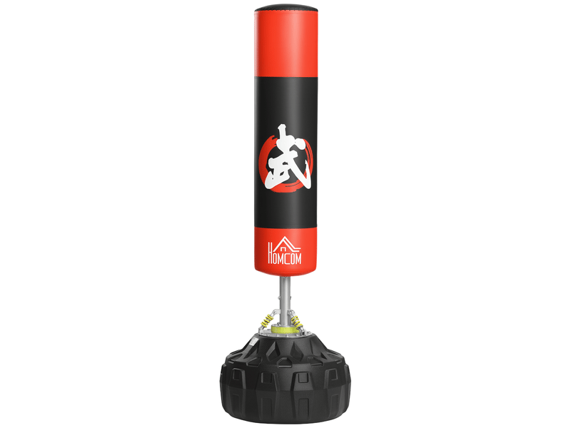  Sac de frappe autoportant adulte, base ventouse, équipement entraînement boxe, noir et rouge, 60×60×180 cm  - Conforama A