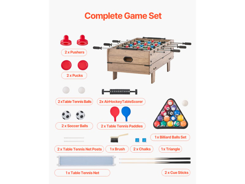  Vevor table de hockey sur air 82 cm 4 en 1 avec billard ping-pong pour famille  - Conforama E