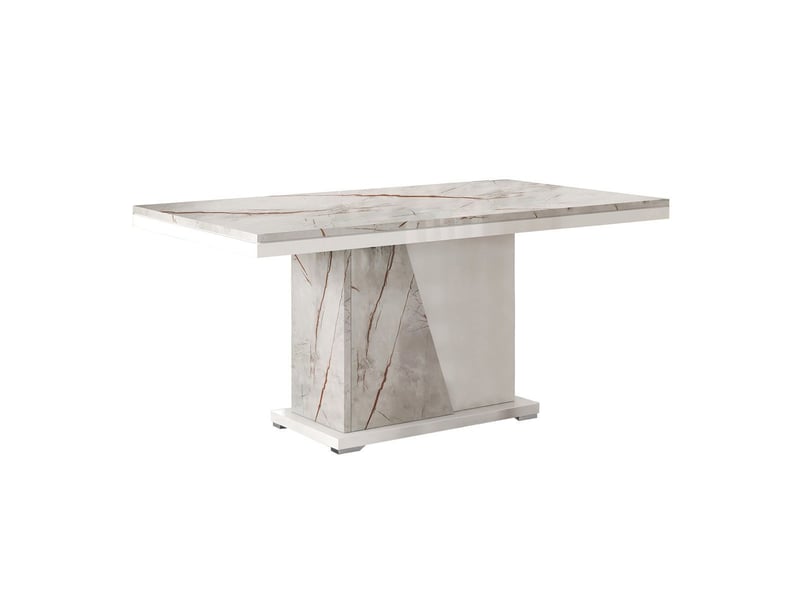  Table repas pied central blanche et aspect marbre gris-brun - nervy NERVY - Conforama A
