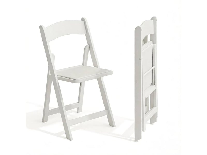  Lot de 4 chaises pliantes 44 x 45 x 78 cm blanches en résine et pu, avec assise rembourrée  - Conforama D