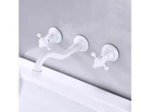 Robinet mitigeur mural pour lavabo de salle de bain 3 trous -couleur blanc