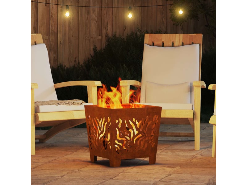  Brasero exterieur, foyer camping marron 40x40x40 cm acier patiné  - Conforama D