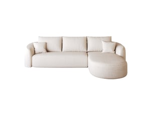 Canapé d'angle tcqpz 266 x 168 x 85 cm 4 places modulaire compressé sans montage tissu chenille blanc