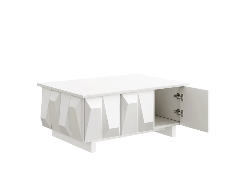  Ensemble meuble tv 180x34x44,5 cm et table basse, panneaux de particules blancs  - Conforama R