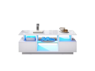 Table basse rectangulaire coloris blanc <strong>KORFEE</strong> <strong></strong> - 50 cmx100 cm