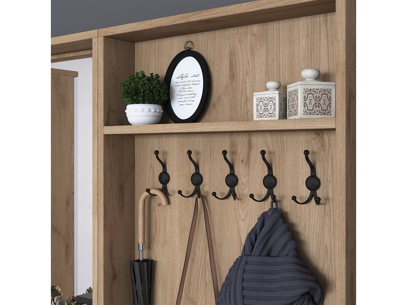  Meuble d'entrée avec porte-manteau, miroir et meuble à chaussures myristh  - Conforama D
