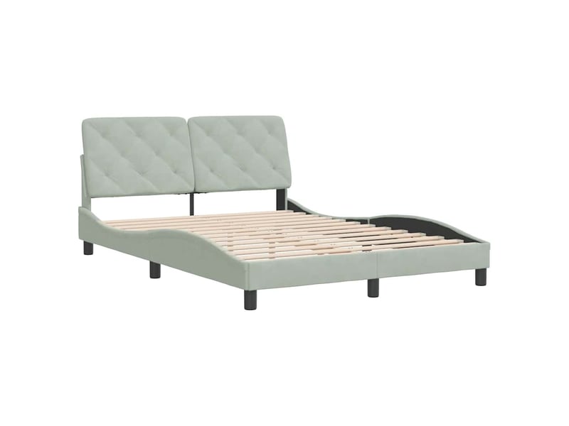  Lit double- lit adulte -  cadre de lit sans matelas gris clair 140x190 cm velours  - Conforama B